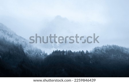 beautiful snowy landscape in the mountainous region of switzerland