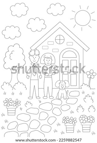 family house coloring page. you can print it on a4 paper