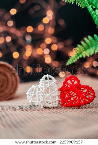 Happy valentines day image, Red heart shapes and bokeh light background
