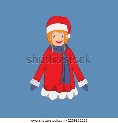 Women wearing Christmas outfits vector isolated on blue background. illustration. Perfect for coloring book, textiles, icon, web, painting, books, t-shirt print.