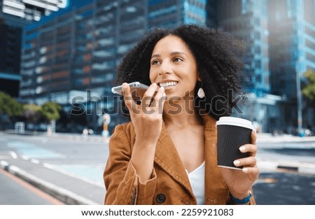 Black woman, city and talking with phone, voice and loudspeaker of speech. Happy female, street and mobile microphone for communication, audio chat and recording conversation on 5g digital connection
