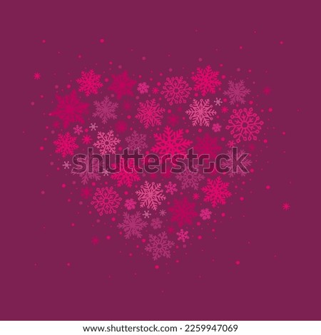 pink heart made of snowflakes for valentine's day