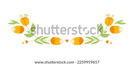 Springtime vector flowers composition for Mother's Day. Floral spring decorative element, flower divider for wedding invitation, Women's Day. Blossom flowers decoration, isolated on white background