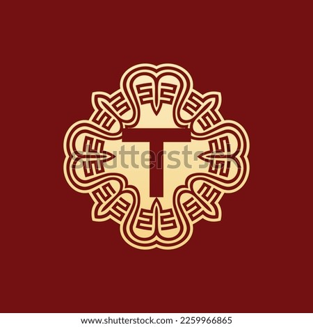 elegant and unique initial letter T oriental ornament alphabet emblem logo
