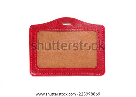 Red Leather Name Tag with Neck Strap