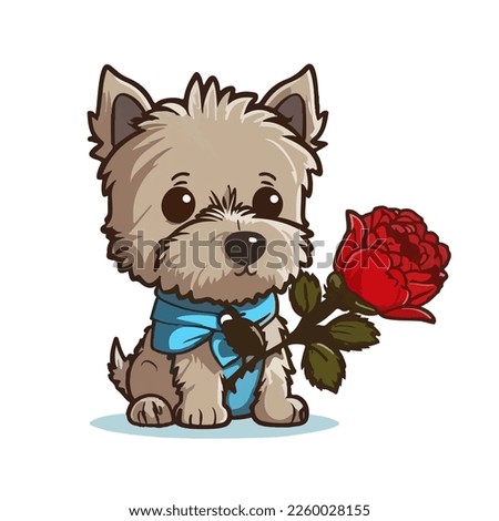 Valentine's day lovely Mascot cute dog vector illustration. cute romantic dog valentine clip art. isolated background. for design assest. tshirt design. sticker design. valentine's clip art