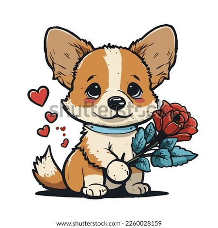 Valentine's day lovely Mascot cute dog vector illustration. cute romantic dog valentine clip art. isolated background. for design assest. tshirt design. sticker design. valentine's clip art