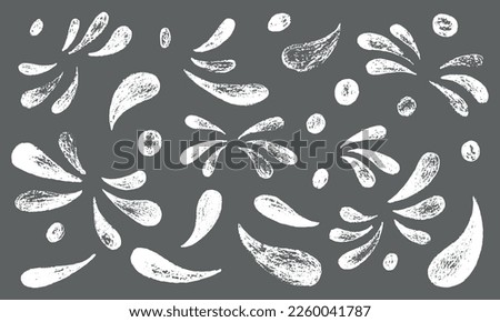 Hand draw brush quotes, commas, ornament, marks, splash, flourish set. Vector stock illustration isolated on black background for design template text and page decoration, headline, speech bubble. 