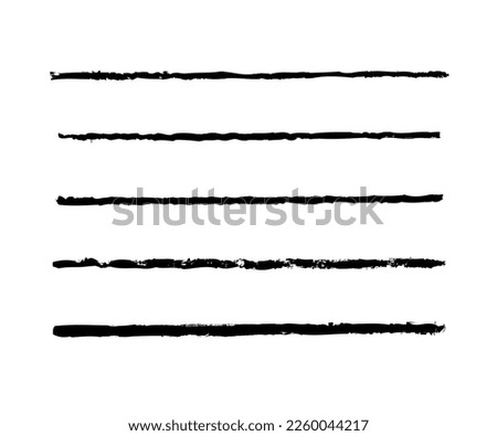 Line underline. Set strike lines black color isolated on white background. Pen stripe brush strokes. Patch pencil strips. Marker collection design. Grunge sketch thin long texture. Vector illustration