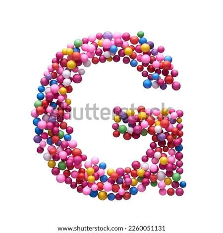 Capital letter G made of multi-colored balls, isolated on a white background. Royalty-Free Stock Photo #2260051131