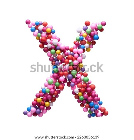 Capital letter X made of multi-colored balls, isolated on a white background.