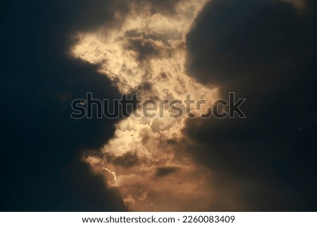 Sunset sky. evening cloudy heaven panorama.  Beautiful cloudscape with fluffy cumulus, colorful twilight