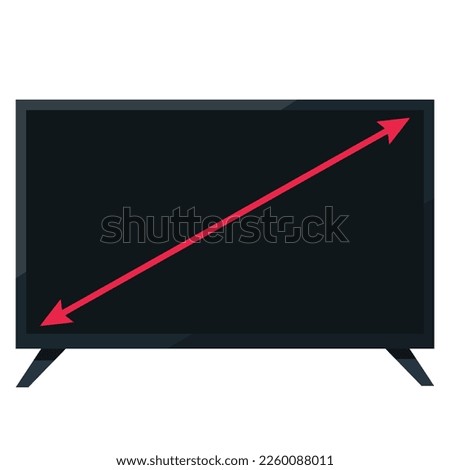 Size Smart TV,  Modern curved TV icon in flat style. smart TV symbol, illustration.