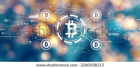 Bitcoin theme with blurred city lights at night