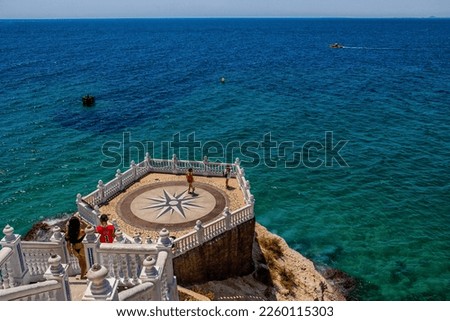 beautiful white viewpoint in the old town of Benidorm Spain against the blue sea on a summer day Royalty-Free Stock Photo #2260115303