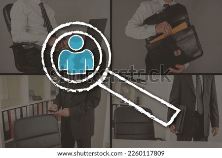 Recruitment concept illustrated by pictures on background