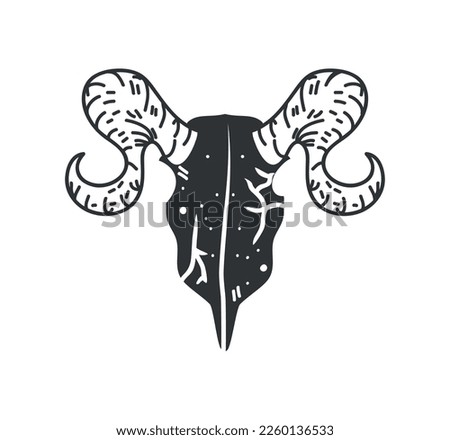 bull skull esoteric colorless icon isolated