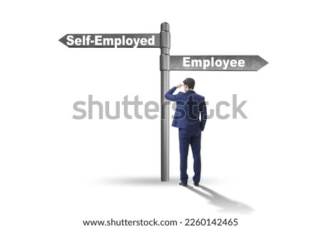 Concept of choosing self-employed versus employment Royalty-Free Stock Photo #2260142465