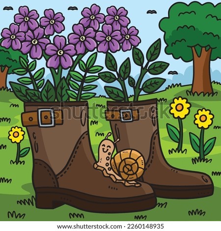 Spring Boot Planter Colored Cartoon Illustration