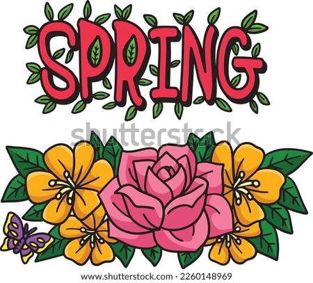 Spring Butterfly Flower Cartoon Colored Clipart 