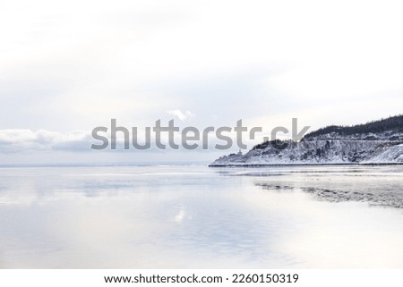 Sagueney fjord at Tadoussac and Côte Ste-Catherine, in a Siberian cold. Royalty-Free Stock Photo #2260150319