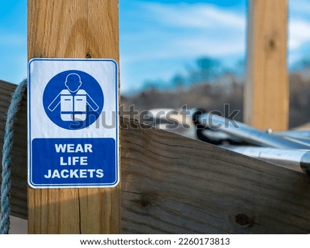 Water safety signs for a lakehouse