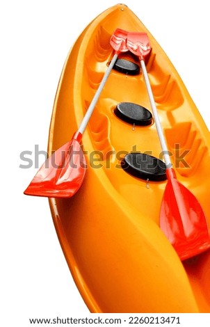 crossover kayak and paddle isolated on white background