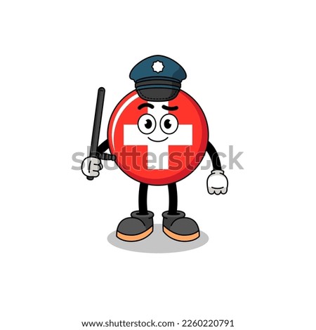 Cartoon Illustration of switzerland police , character design