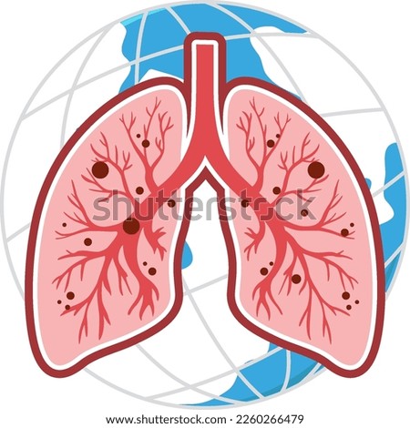 Human lungs on earth globe illustration