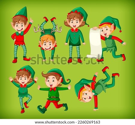 Set of elf cartoon character illustration