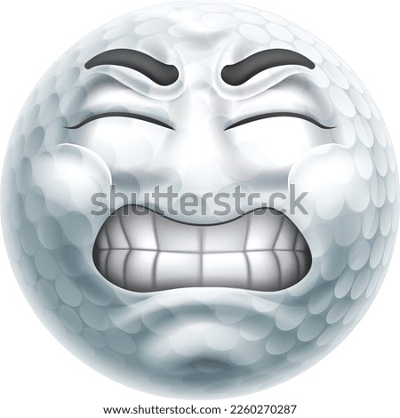 An angry jealous or mad golf ball sports emoticon cartoon face hating something icon