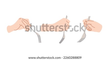 hand holding fork, illustration flat style, line, modern, color isolated on the white background Royalty-Free Stock Photo #2260288809