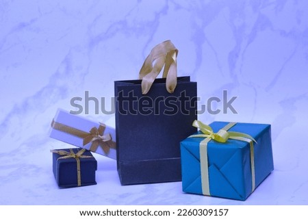 Festive multi-color gift boxes and bags for the celebration