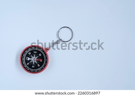 Pocket compass isolated on white background. Selective focus