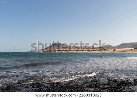 beautiful bay and white sand beach. Fuerteventura, Canary Islands, Spain