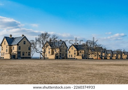 Fort Hancocks Officers Quarters on a Winter Afternoon, New Jersey USA, Fort Hancock, New Jersey Royalty-Free Stock Photo #2260374933