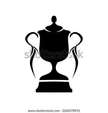 black silhouette trophy vector and white background
