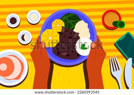 "Feijoada" typical brazilian food and another meals. Royalty-Free Stock Photo #2260393545