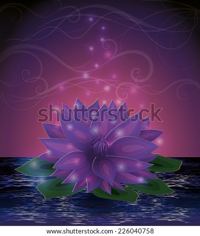 Magic lotus flower card, vector illustration