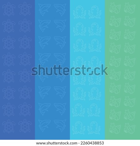 seabed background with turtles sharks octopuses and shells