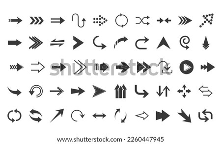 arrows direction guide cursor web navigation icons set silhouette style Free Vector