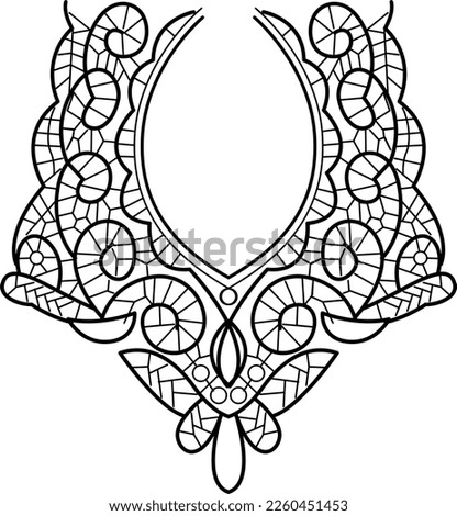 black ethnic collar patterns suitable for textile white background