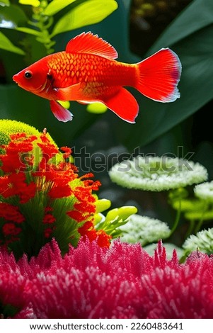A beautiful goldfish in a fish tank.