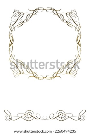 Gold metallic frame with oriental pattern. Vintage background, certificate background, certificate border. damask border.3D.