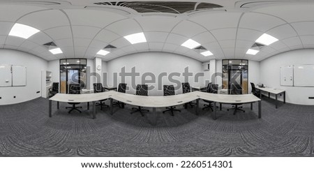 full spherical hdri seamless hdri 360 panorama in interior of empty conference hall for business meeting in equirectangular projection. AR VR content Royalty-Free Stock Photo #2260514301