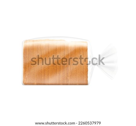 Bread packaging mockup with clip band. Vector illustration isolated on white background ready and simple to use for your design. Mockup will make the presentation look as realistic as possible. EPS10. Royalty-Free Stock Photo #2260537979