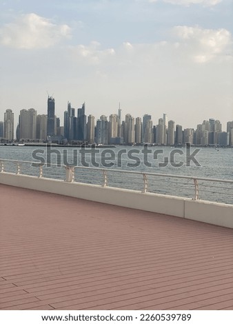 This picture took from Dubai 
Sea view is beautiful.
Buildings are looking fantastic in between the sea. Its look like magical and calming view.