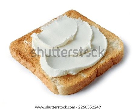toasted bread with cream cheese isolated on white background Royalty-Free Stock Photo #2260552249