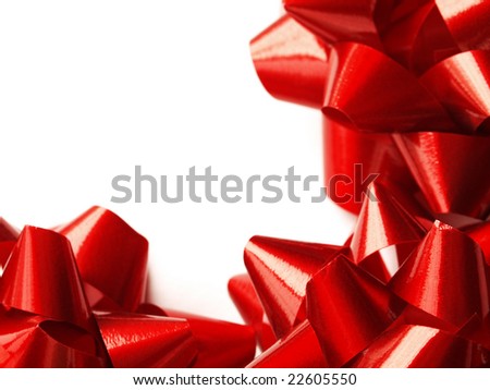 three red gift bows for Christmas or Valentine's Day