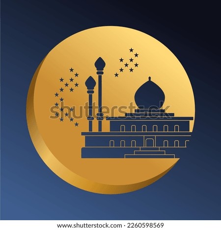 ramadan kareem golden month mosque star for poster and invitation design. vector illustration